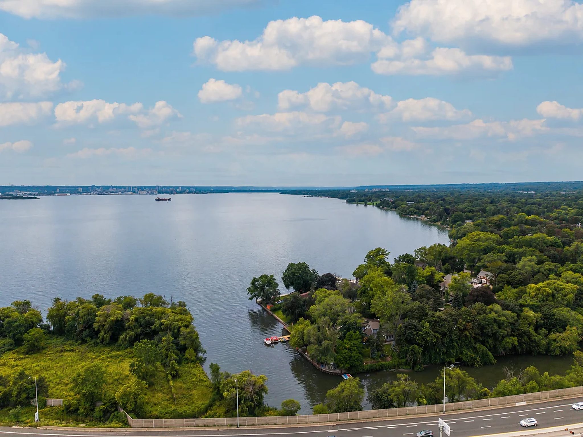 Burlington Bay and the Indian Point shoreline from the air