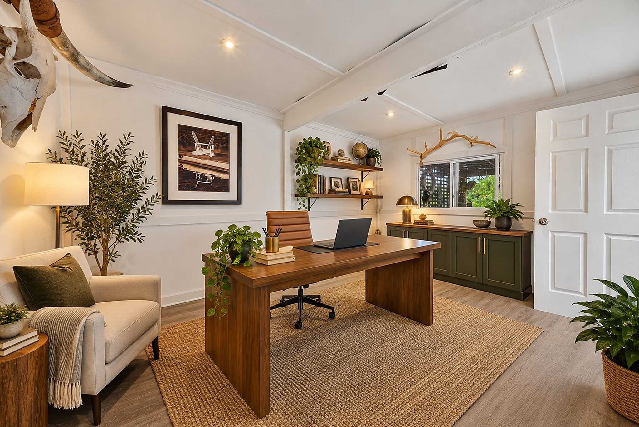 The bunkie shown as a private office (virtual rendering)